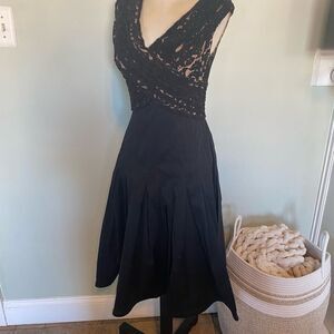 Adrianna Papell Black Lace Midi Dress